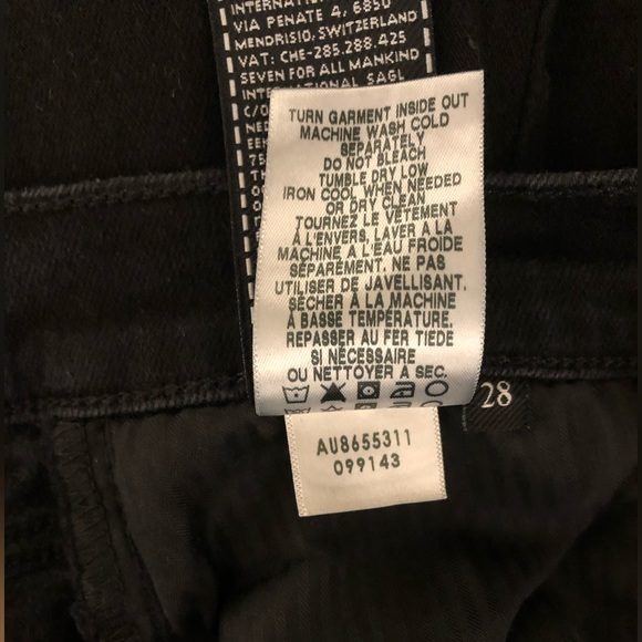 7 For All Mankind Luxe Vintage Black Jeans - Size 28 - Picture 9 of 9